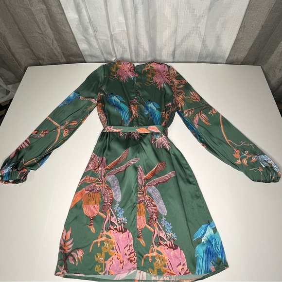Caballero Floral Green Satin Dress - Picture 14 of 15